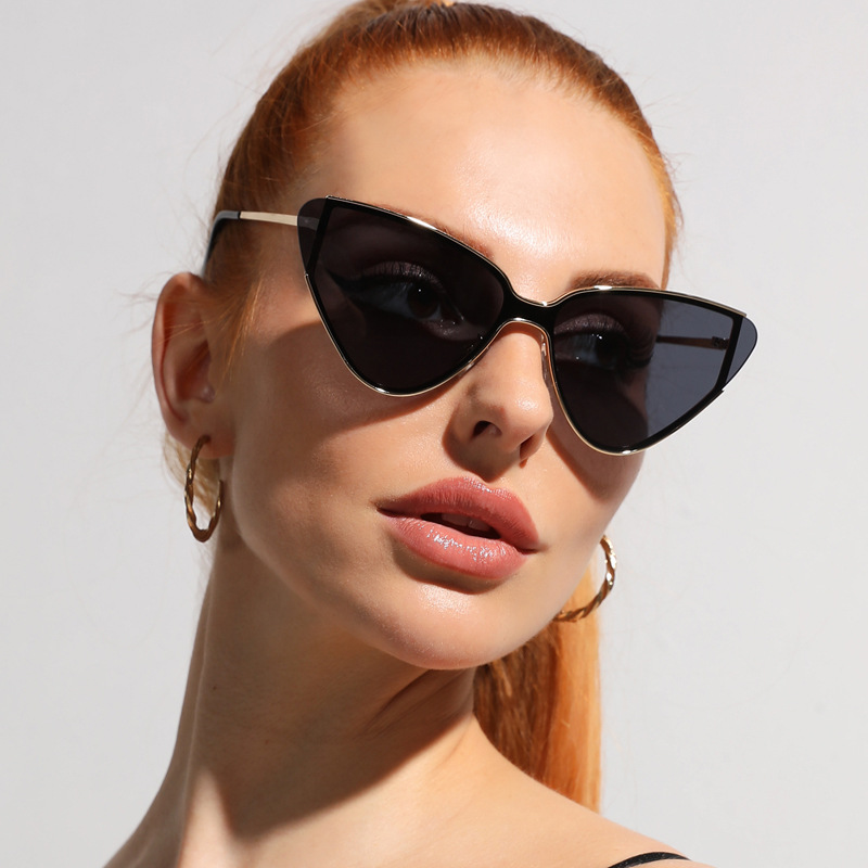 Full Frame Glasses Structure Sunglasses Classification Retro Sweet Triangle Ac UV400 Protection Cat Eye Full Frame Women's Sunglasses