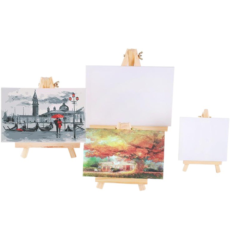 DIY Mini Kidsren's Painting Oil Painting Frame Coloring Canvas Painting Graffiti Wooden Small Easel Can Be Wholesale