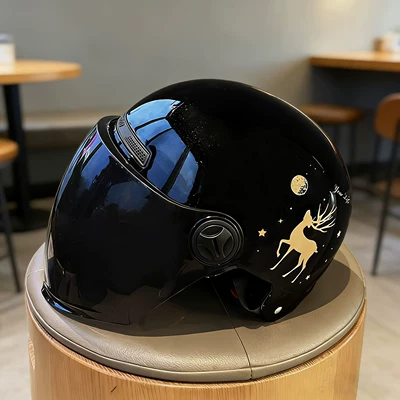 Helmet, Battery-Powered, Sun Protection, Motosiklet kaskı (dəbilqə) - one-size-fits-all-unisex-a8-black-brown-long-mirror-yilu-ping-an