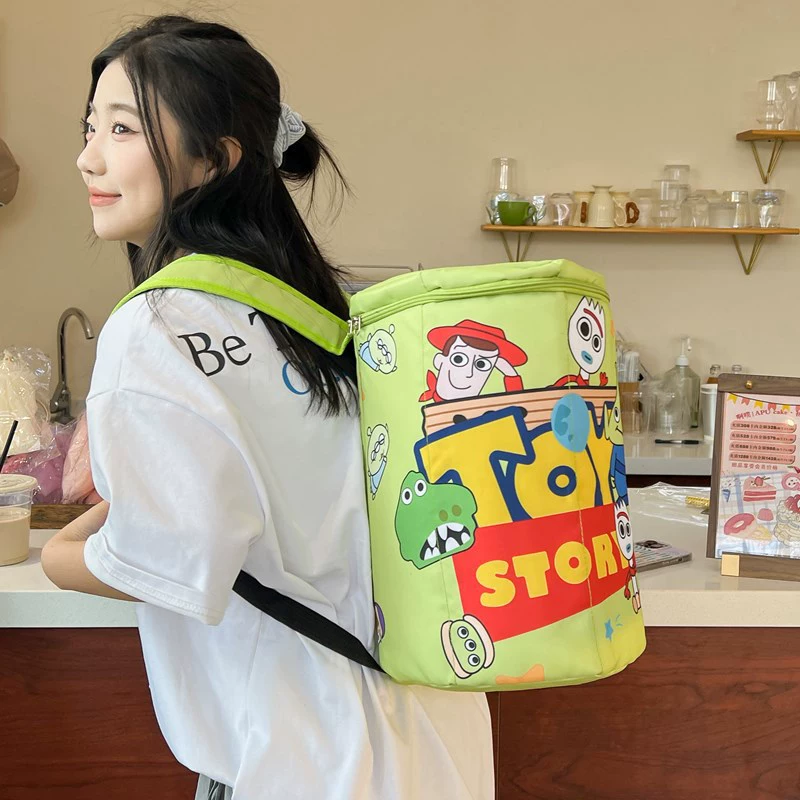 School bag, crayons, crocodile, capacious backpack with zipper