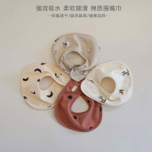 丹麦纯棉双面印花围兜婴幼儿口水巾四季男女宝宝吸水围嘴巾围脖巾