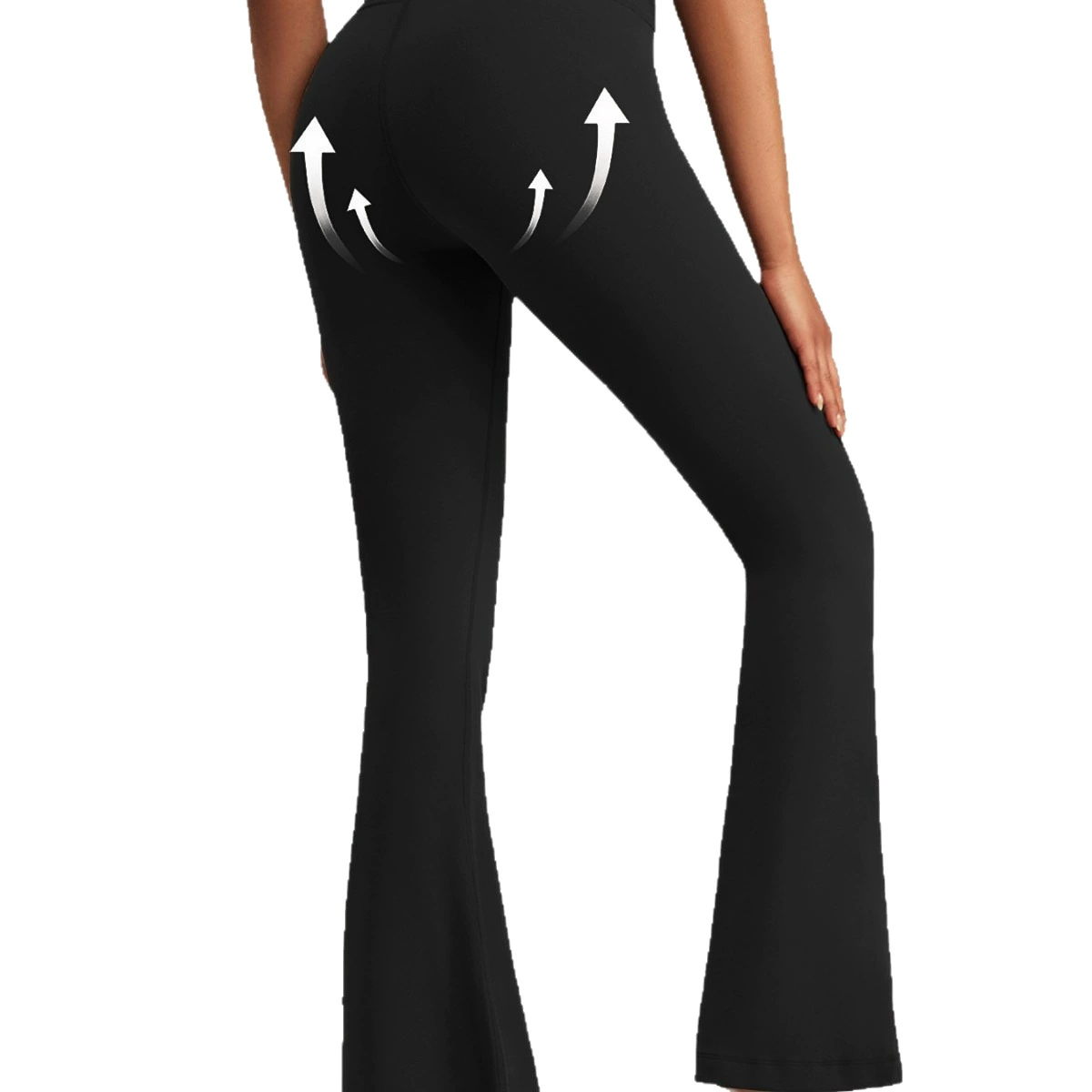 Flared trousers, waist belt for yoga, for import, high waist, fitted