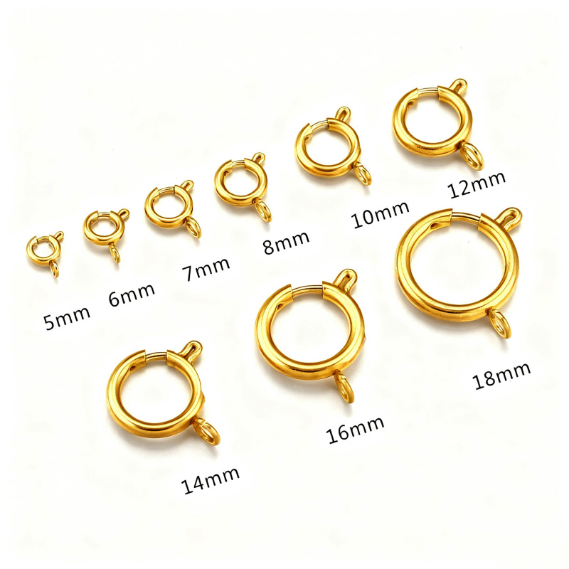 メッキ金色ステンレス鋼パチンコスプリングバックルチタン鋼水バブルバックルdiy手作りアクセサリー丸バックル|undefined