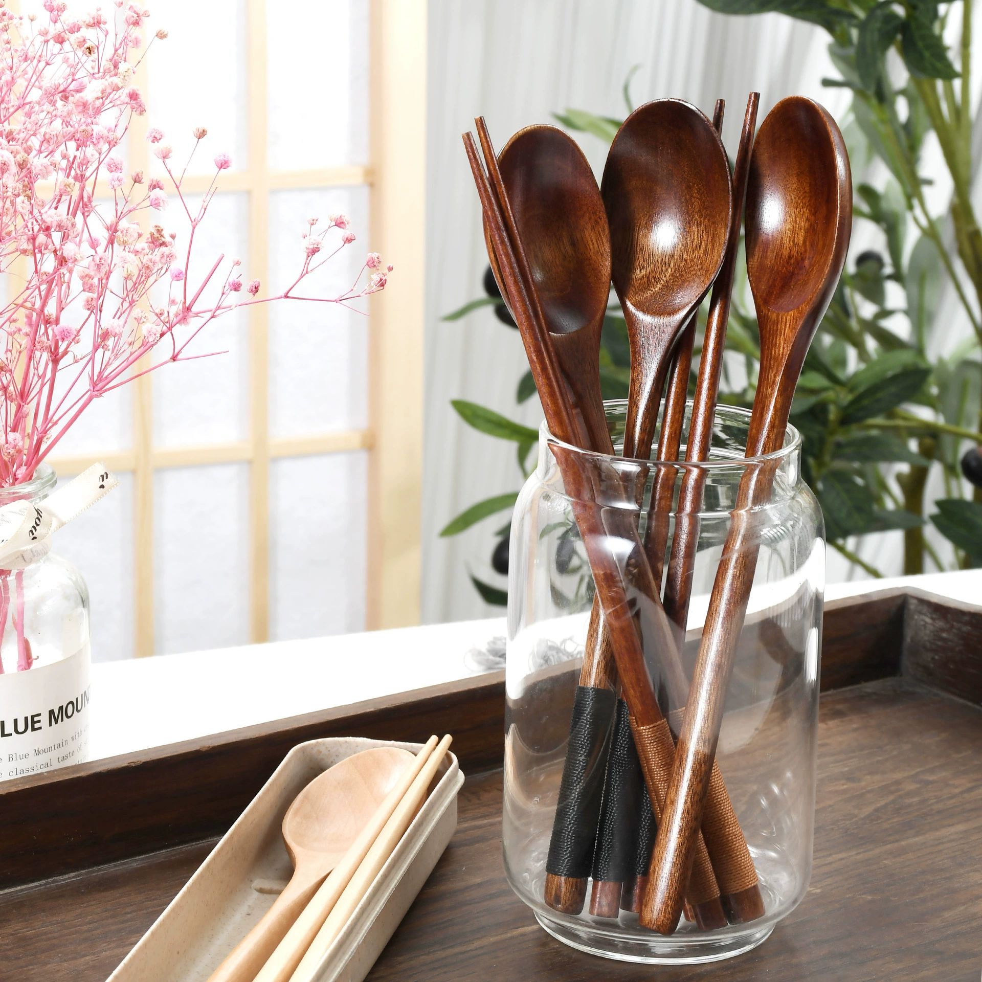 Creative wooden chopsticks, spoon, Korean set for elementary school students, handheld travel tableware