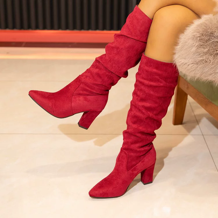 Fashionable comfortable boots pointy toe high heels, plus size