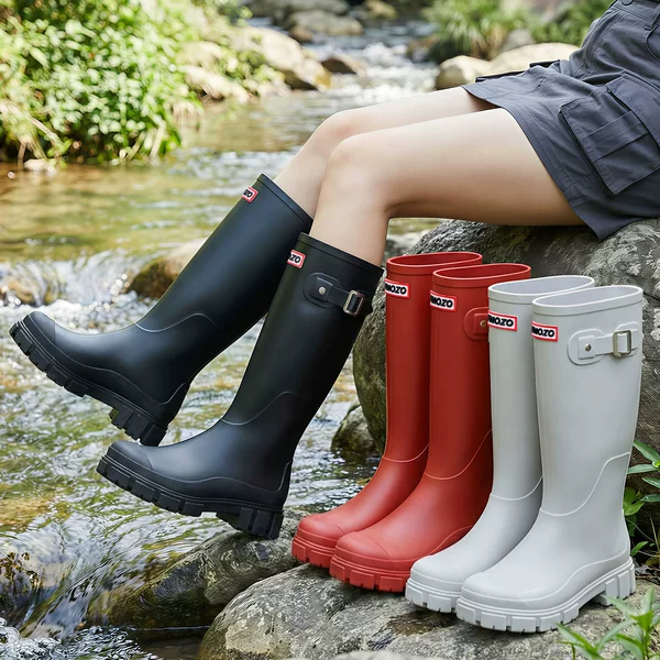 High-Appearance Women's Rain Boots, Outdoor Fashion Long-Tube Water Shoes, Women's Rainforest Hiking Water Boots, Non-Slip Waterproof Rain Shoes