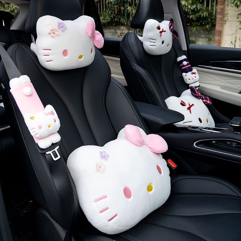 Cute Cartoon Cat Car Headrest Neck Pillow Car Seat Cushion Lumbar Support Backrest Cushion Pillow Neck Pillow