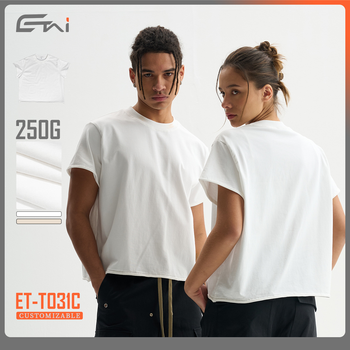 ETAI Hombre| Marca de alta calidad algodón suelto versión corta hombre camiseta de manga corta camiseta de cuello redondo de color sólido