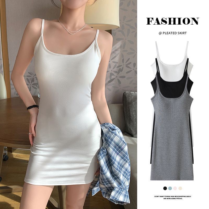 Sexy and Alluring Spaghetti Strap Dress for Women, Summer Thin Style, Waist-Cinching, Slimming, with Chest Pads, Beautiful Back, Plus Size Camisole Nightgown Sexy and Alluring Spaghetti Strap Dress for Women, Summer Thin Style, Waist-Cinching, Slimming, with Chest Pads, Beautiful Back, Plus Size Camisole Nightgown
