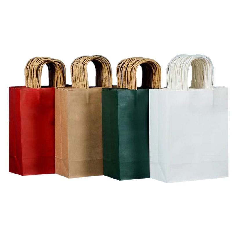 En stock Bolsa de papel Kraft bolso para llevar leche té bolsa de embalaje regalo tienda de ropa bolsa de papel de embalaje se puede imprimir al por mayor image 1