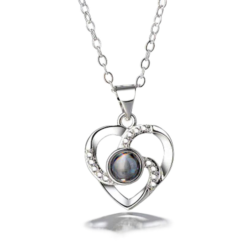 100 languages I love you projection sterling silver necklace creative Diamond Love tremolo with collarbone necklace