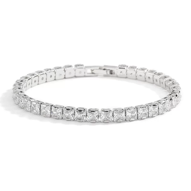 Серебряный аксессуар, белый браслет, 5 мм
