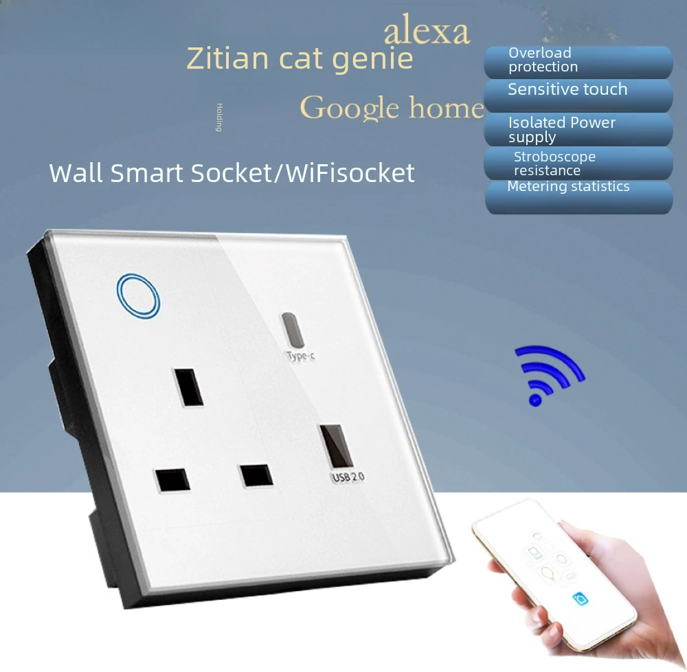 WIFI Tuya Smart Socket 86 British Standard Zigbee Socket Power Statistics USB Timing Switch 5 Hole Socket