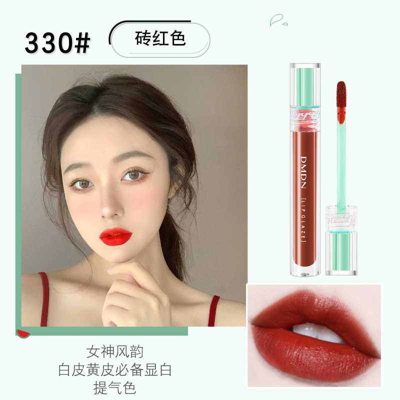 Dmdnシルクの鏡面の唇の釉薬のつや消しの霧の顔の口紅のレインコートはコップをつけないで色を落とさない学生の平価の化粧品です。|undefined