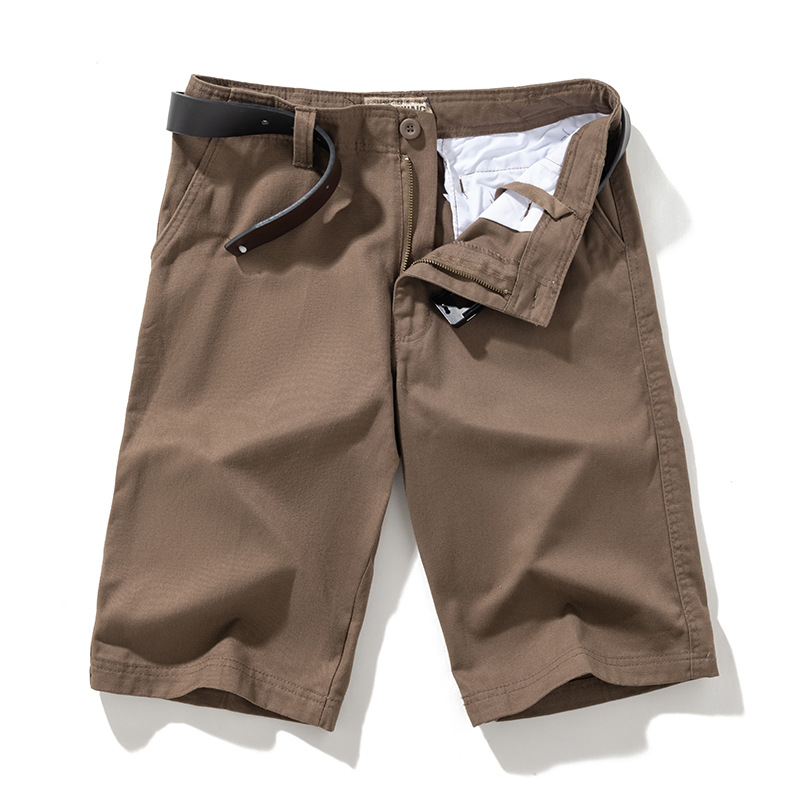Verano 2022 pantalones cortos de los hombres de color sólido pantalones cortos casuales pantalones de playa de algodón de cuatro bolsillos entrega de una sola pieza