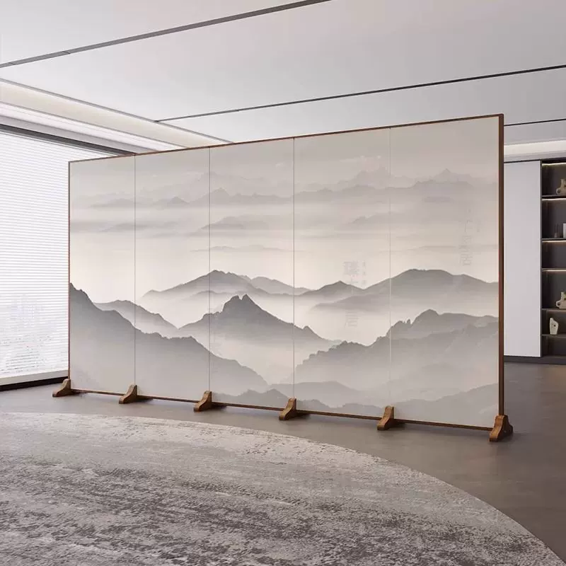 定制隔断客厅遮挡酒店室隔断挡板大厅简约折叠玄关折屏家山水跨境