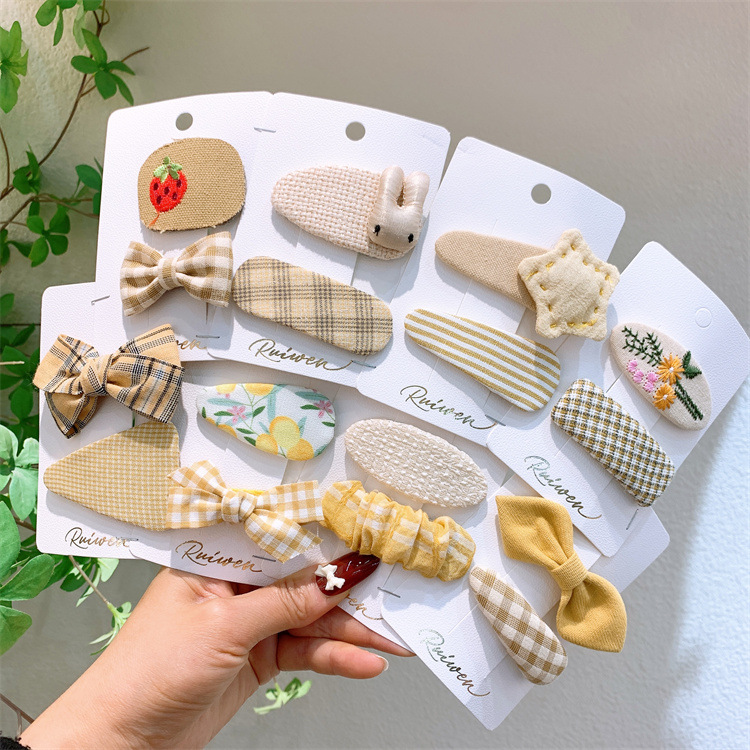 Korean Version New Cream Color Fabric Bow Hair Clip for Children Cartoon Shredded Hair Clips for Girls and Boys, Ears BB Hair Accessories