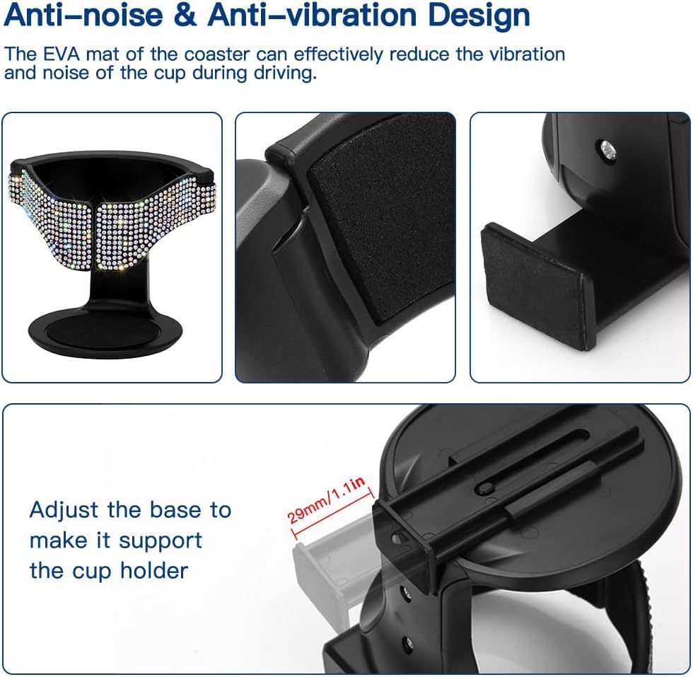 Car Rhinestone Water Cup Holder Car Rhinestone Tea Cup Holder Car Storage Rack with Drill Cup Holder Air Outlet Fixing Bracket