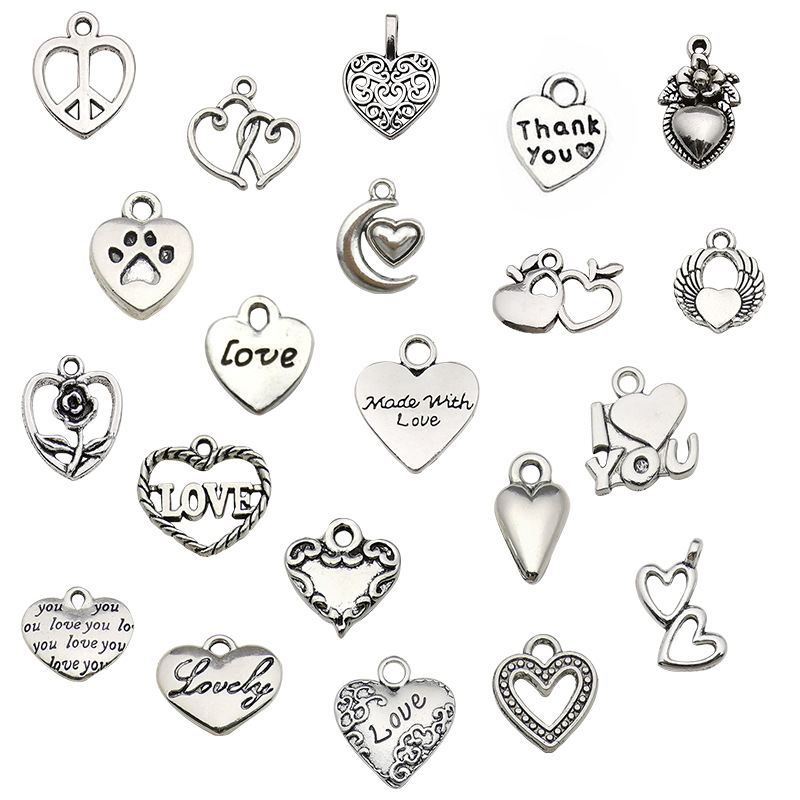 Bricolaje aleación accesorios de la joyería collar 1 melocotón corazón pendientes colgante hueco amor pulsera colgante hecho a mano Accesorios