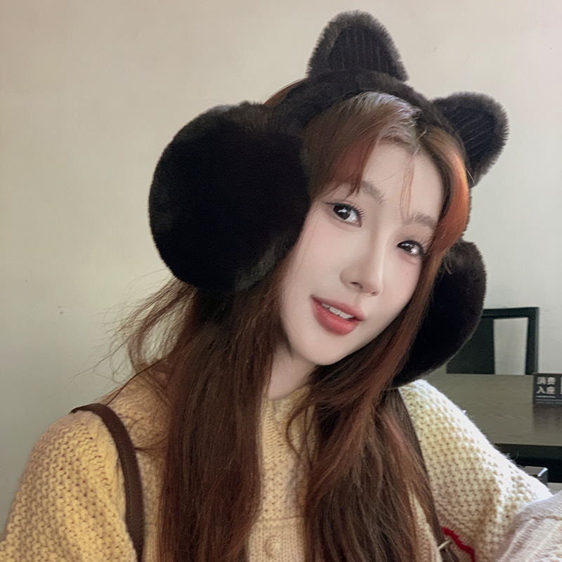 冬季新款可爱猫耳朵保暖防寒防冻耳包女款加厚毛绒可折叠保暖耳罩|undefined