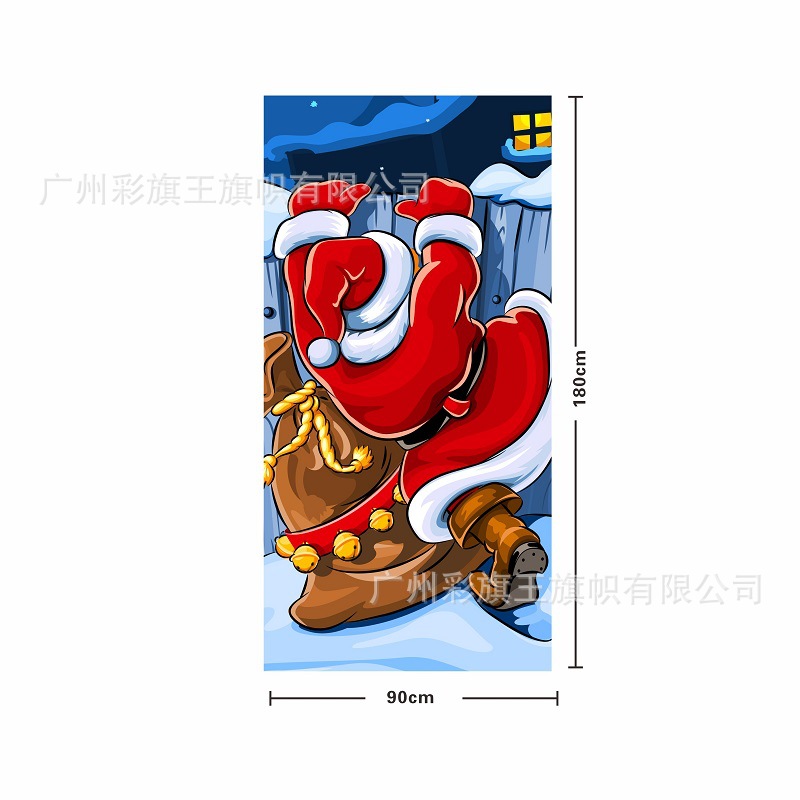 Transfronterizo Amazon Santa Claus puerta cubierta cortina Navidad atmósfera decoración de la fiesta diseño marco de puerta fondo pegatinas de puerta