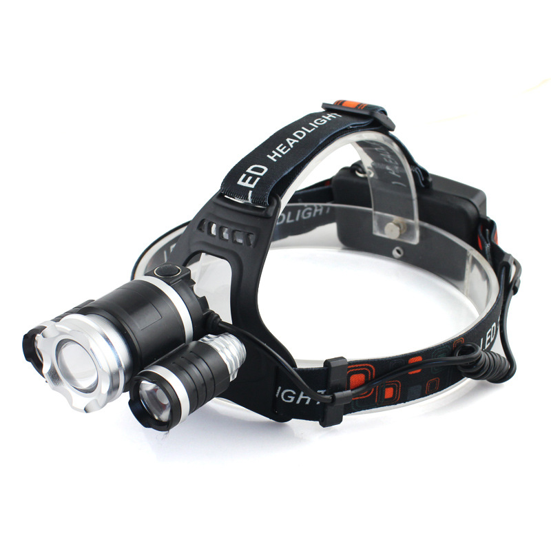 Procesamiento de faros de luz fuerte personalizados T6USB faros de inducción de carga de alta potencia zoom telescópico 3led faros de pesca nocturna image 4