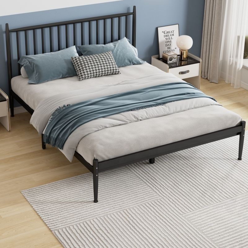 现代简约铁架床加固1.8m米双人床风铁艺床折叠铁床1m单人床供应链