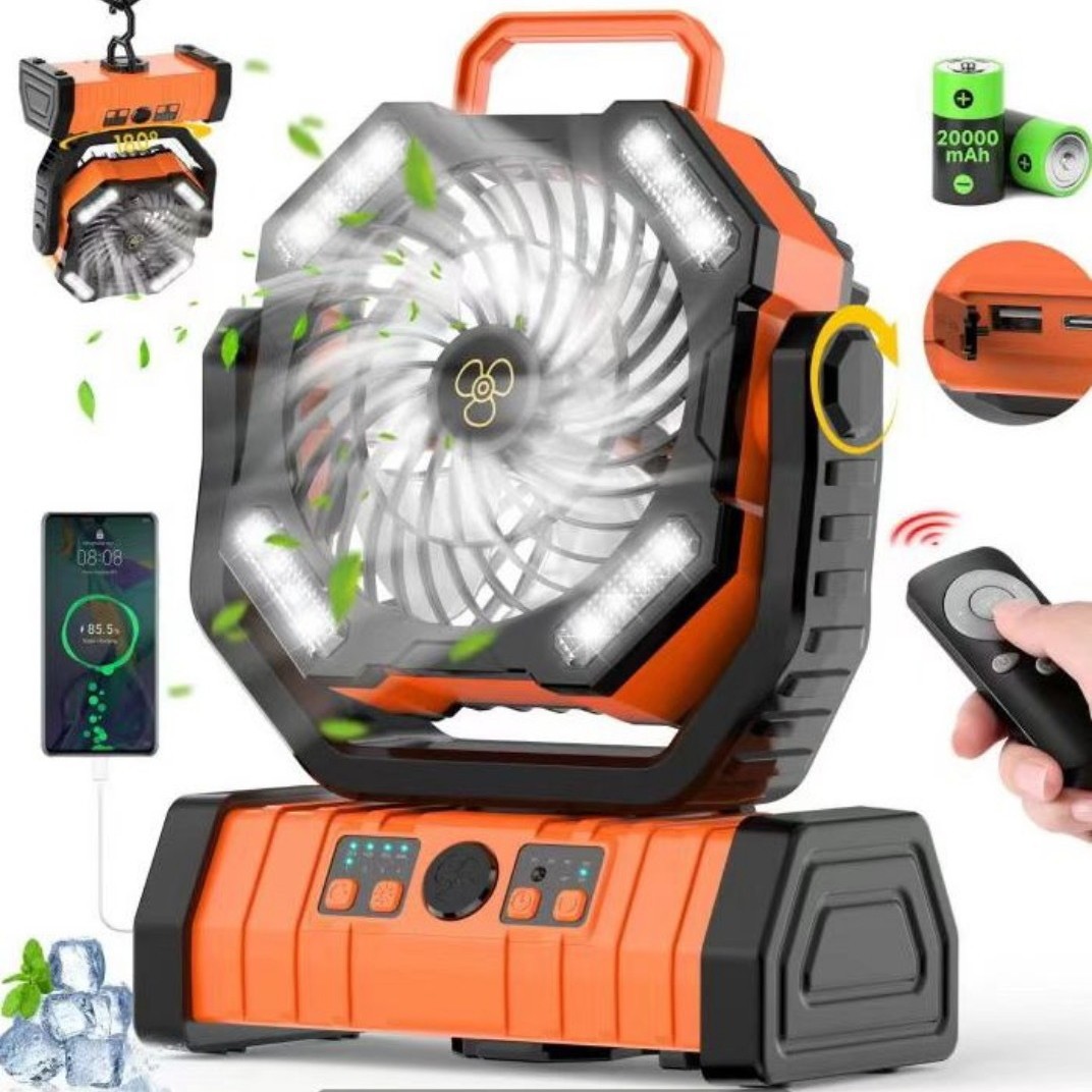 Ventilador de Camping con Luz USB Recargable con Control Remoto para Pesca y Aire Libre image 3