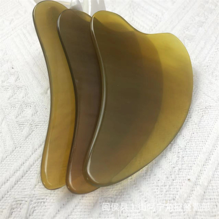 Horn Gua Sha Board Dolphin Shape Face Massage Tool Natural Buffalo Horn Scraping Plate Multiple Thickness Options overview