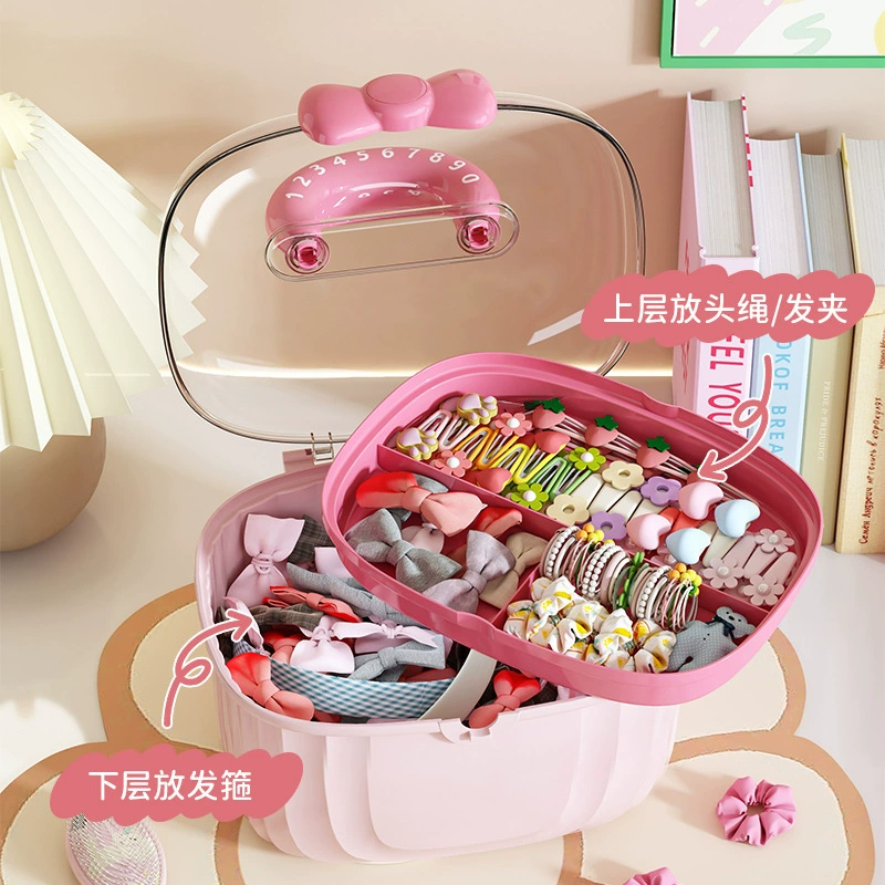 Ручной кладовочный ящик, детский стол пластиковая hair accessory, прозрачная милая система хранения