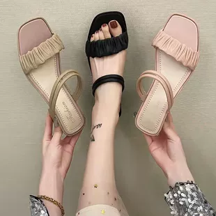 Летние сандалии-шлепки, СС PVC на платформе, модная сборка ремня, размеры 36–41 (230–250 мм)