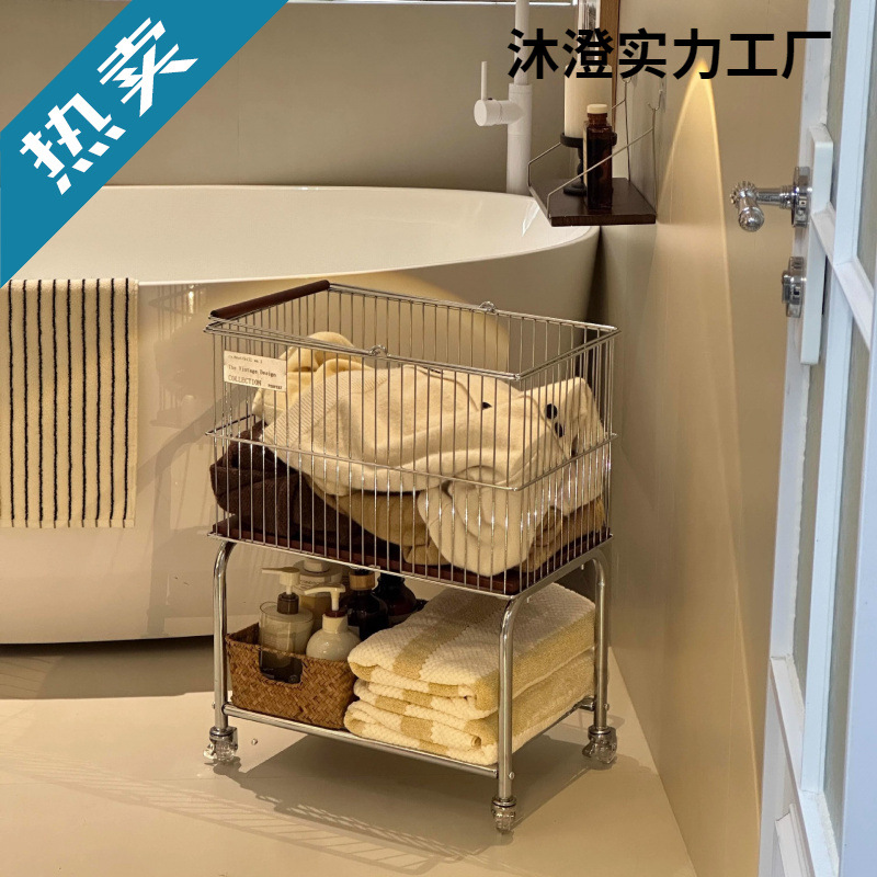 Medieval Style Dirty Clothes Basket Removable Dirty Clothes Basket Trolley Large Capacity Dirty Clothes Basket Bathroom Laundry Basket Storage Rack