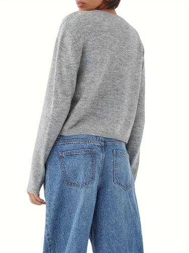 Women's Knit Cardigan, Solid Color, Button Front, Slim Sweaters