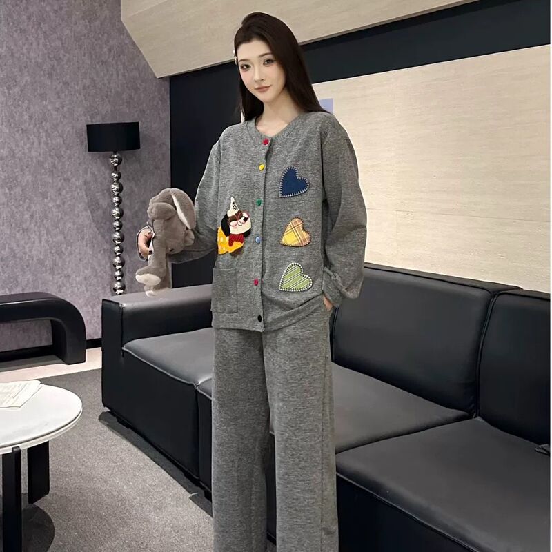 Large Quantity of Ready-Stock Wool and Silk Velvet Heart-Embroidered Puppy-Themed Autumn and Winter New Style Loose Long-Sleeve Long-Pants Loungewear Wholesale Large Quantity of Ready-Stock Wool and Silk Velvet Heart-Embroidered Puppy-Themed Autumn and Winter New Style Loose Long-Sleeve Long-Pants Loungewear Wholesale