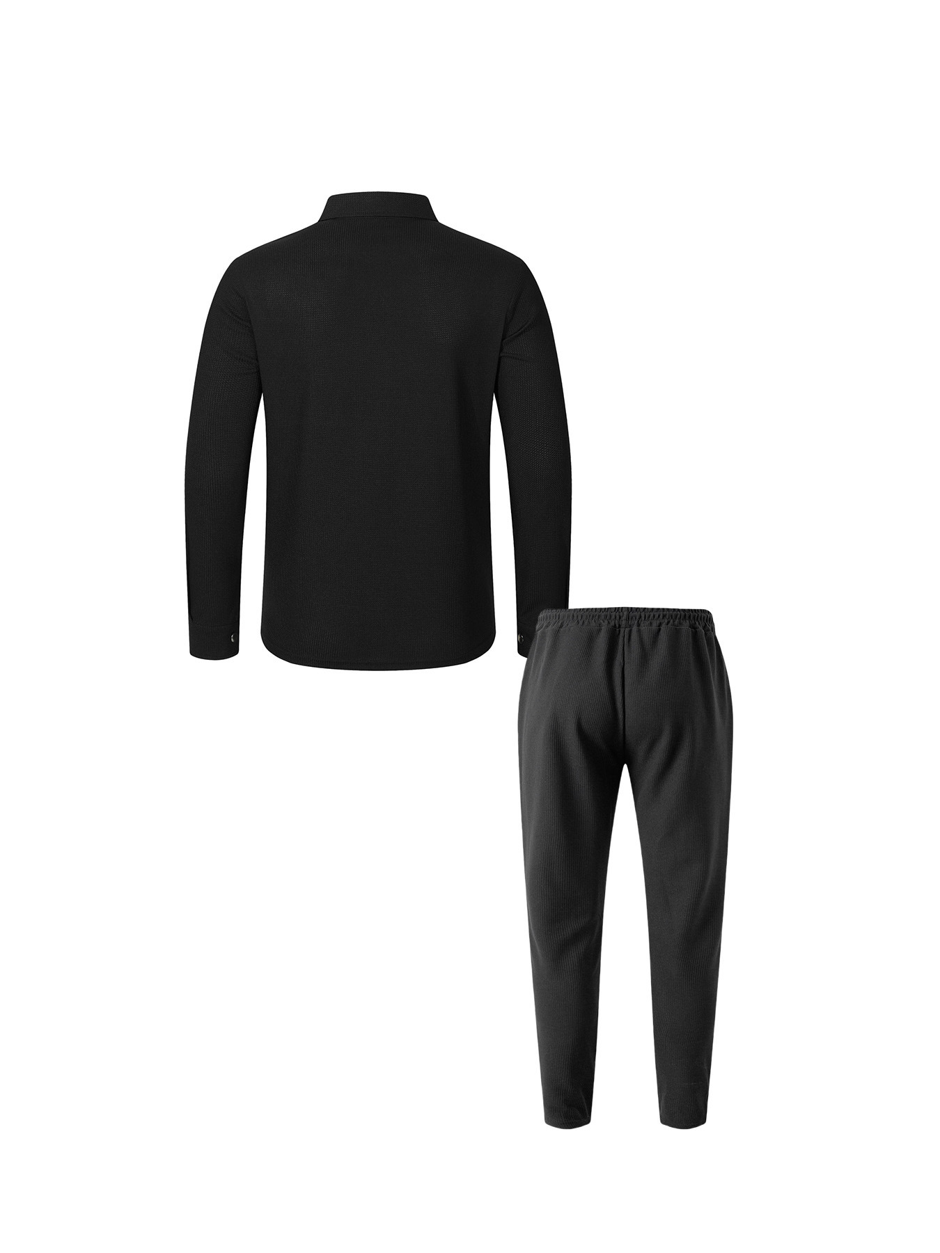 Men's Waffle Pattern Polo Shirt And Trousers Co-ord Set Casual_voghion.com