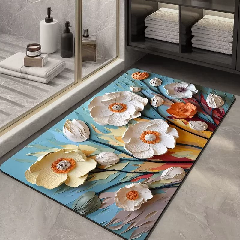 Кремовый воздушный коврик для ванной комнаты Технологическая ткань Мягкий диатомовый грязевой коврик Бытовой Туалет Кухонная дверь Быстросохнущий Впитывающий Коврик для ног