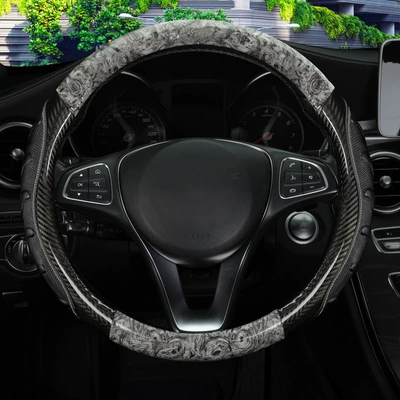 fiber leather steering wheel cover: Steering wheel cover