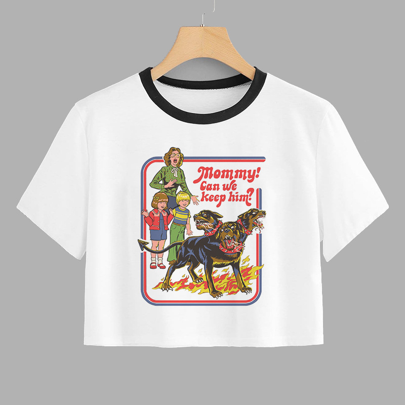 26 Mouse Letter Crop Tops Cropped sexy 26 Mouse Letter navel T-shirt women's short