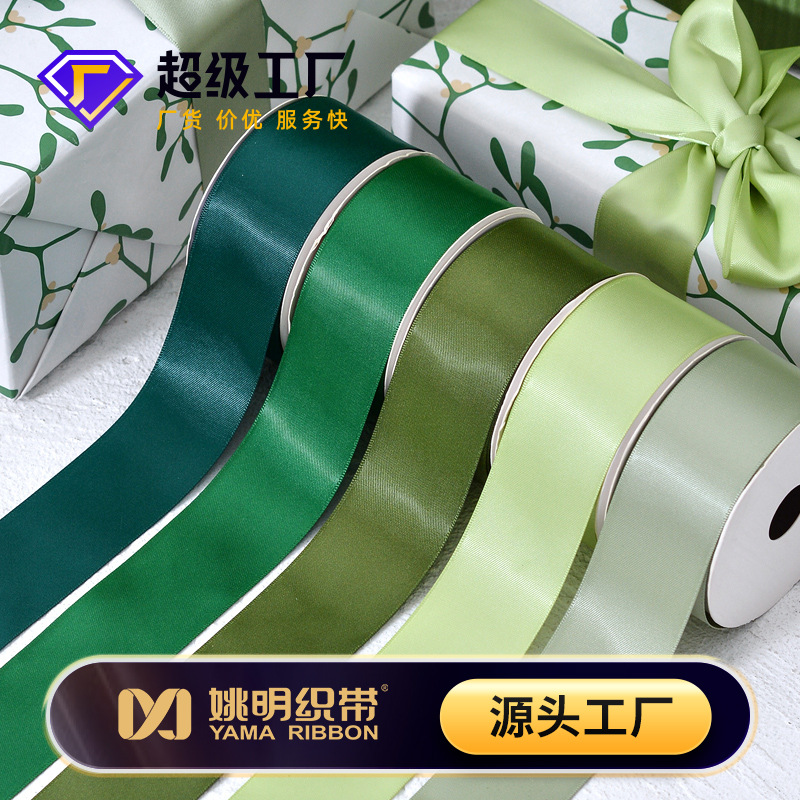 Yao Ming cinta verde cinta caja de regalo embalaje vendaje floral Navidad cinta ramo 38MM cinta al por mayor