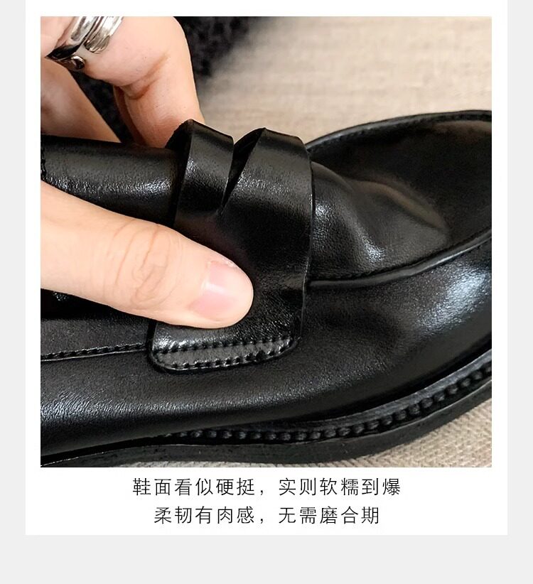 Giày lười nữ da bò mũi tròn gót vừa 3–5 cm — Điểm đen, Đốm nâu cổ điển chi tiết 15