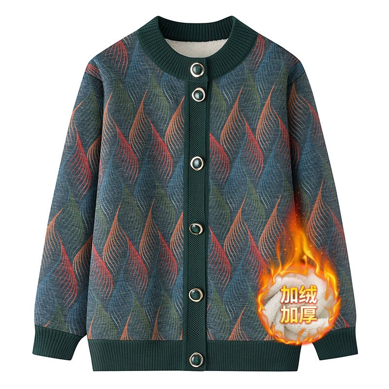 Осеннее пальто для среднего и пожилого возраста, толстый теплый свитер на флисовой подкладке, пальто для пожилых людей, осенне-зимняя модная одежда