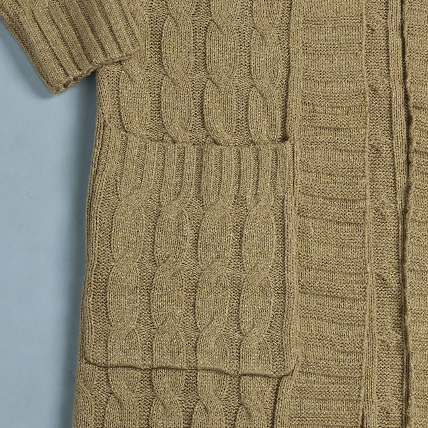 Damen Strickjacke Lang Aus Grobstrick In Unifarben Wintermantel_voghion.com