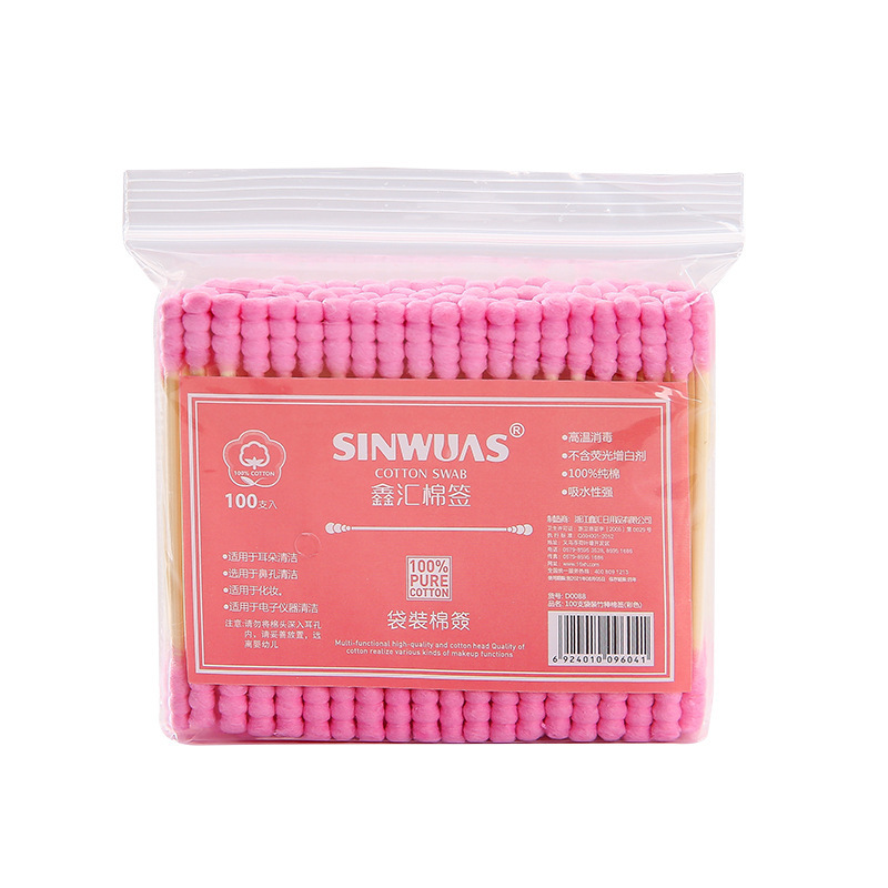 Palillo de madera de cabeza pequeña para niños hisopo de algodón removedor de maquillaje de color hisopo de algodón maquillaje hisopo de algodón desechable de doble cabeza