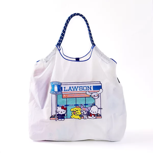 New Japanese-Style Embroidered Shopping Bag with Cartoon Pattern, Versatile Shoulder and Crossbody Bag for Commuting