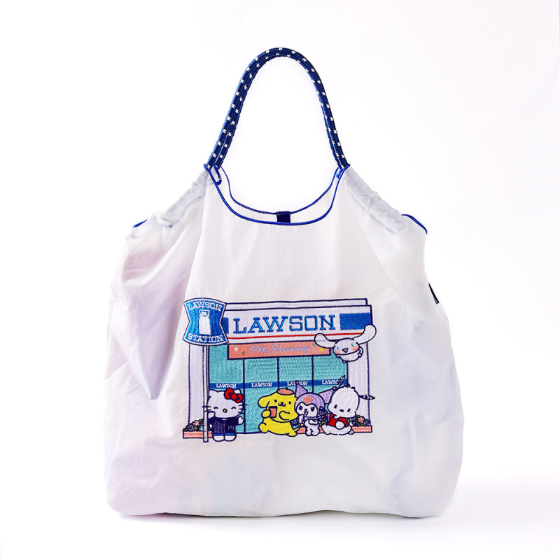 New Japanese-Style Embroidered Shopping Bag with Cartoon Pattern, Versatile Shoulder and Crossbody Bag for Commuting