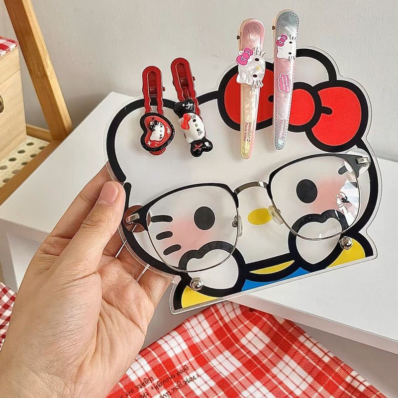 Cute Hellokitty Glasses Storage Rack Acrylic Desktop Ornaments Sunglasses Placement Rack Hairpin Storage Rack