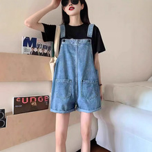小个子牛仔背带裤女2025新款显瘦直筒背带牛仔裤女背带裤子夏季