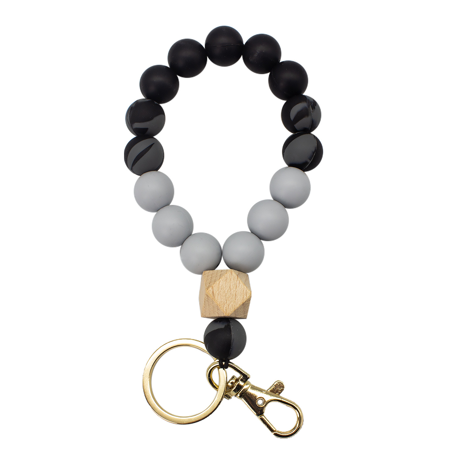 Pulsera de cuentas de silicona de color europeo y americano llavero Amazon pulsera de cuentas de estampado de leopardo de alta calidad pulsera llavero