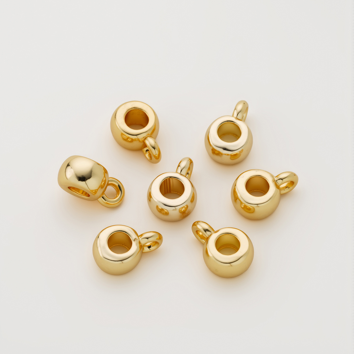 Color-preserving real gold and copper three-way spacer beads--14k