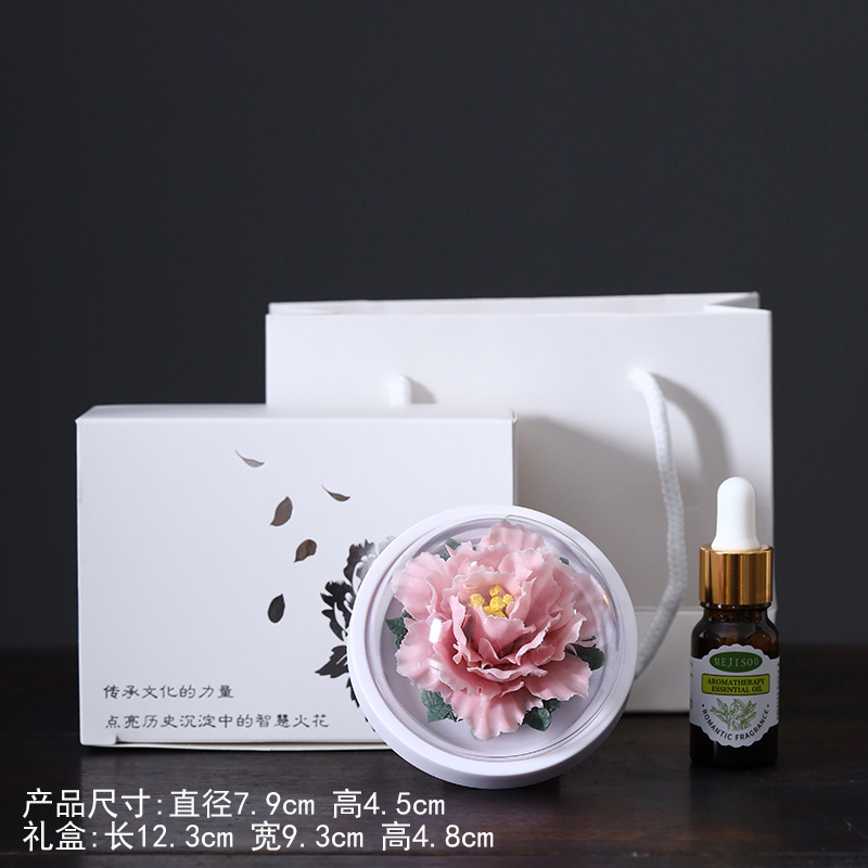 皓塵手作り磁器花香薫拡香器陶磁器手作りつまみ花牡丹花置物高級客先のお土産